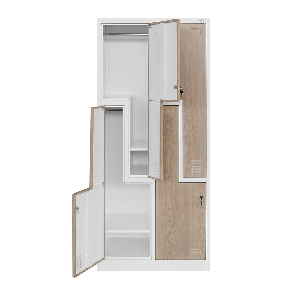 Метален гардероб 4 отделения Z-врати RFG 800/450/1850 кехлибарен дъб-бяло